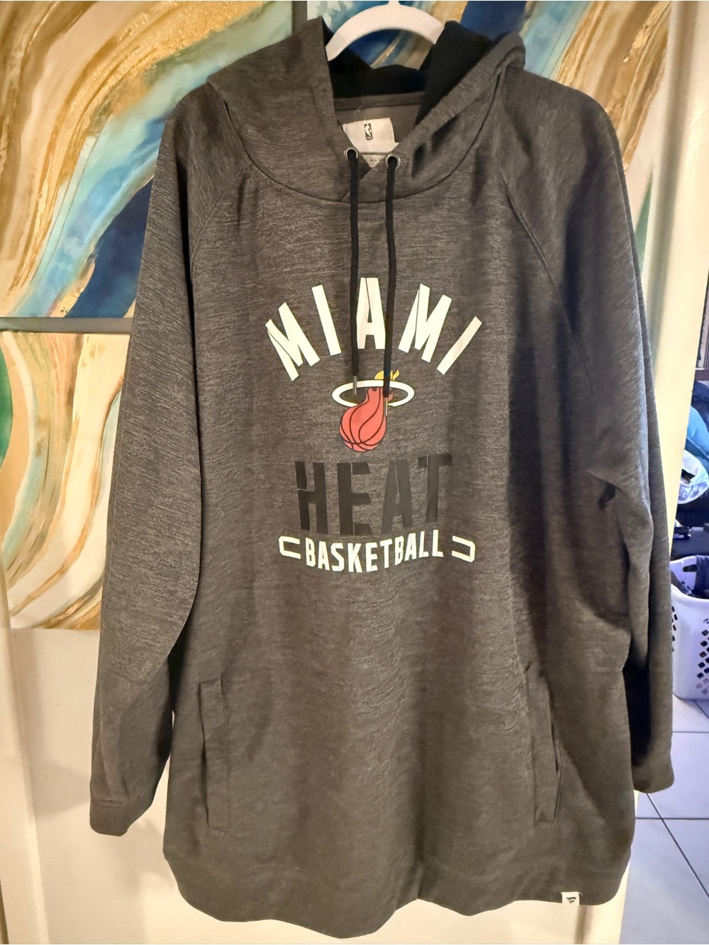 Men's Fanatics Gray Miami Heat Battle Charged Raglan Pullover Hoodie 4X